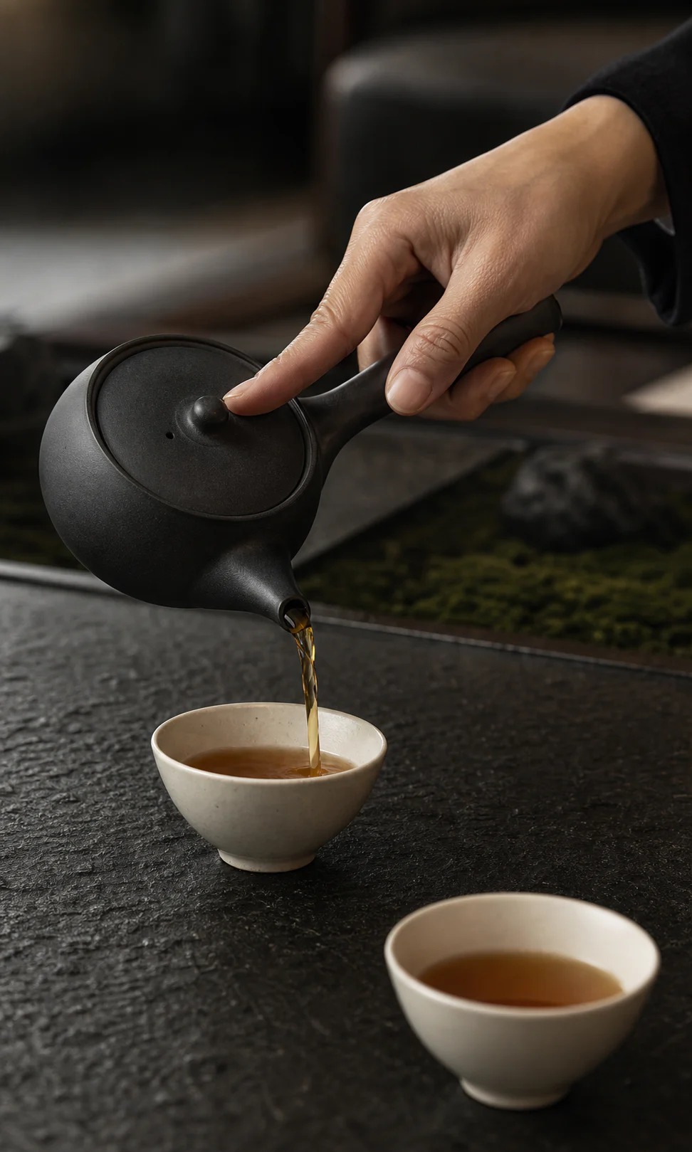 原创手部倒茶动作近景